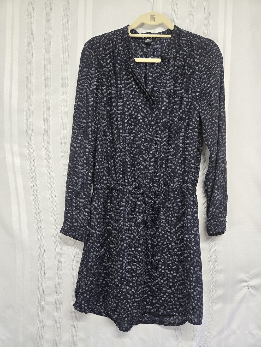 HILARY RADLEY NAVY DROP WAIST LONG SLEEVE DRESS ELASTIC WAIST ARROWS SIZE  SM